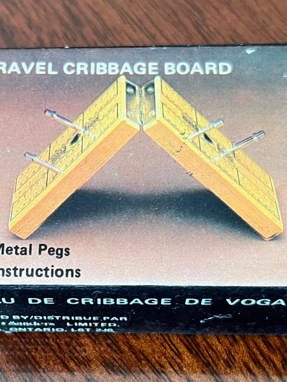 Vintage Waddingtons Mini Travel Cribbage Board WS 2427 Wood Folding Set